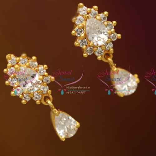 ES6289 Gold Plated AD White Stones Screwback South Indian Earrings Buy Online