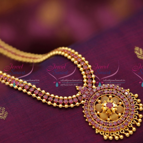 NL6357 Beads Gold Design Traditional Haram Ruby Stones Trendy Long Jewellery Online
