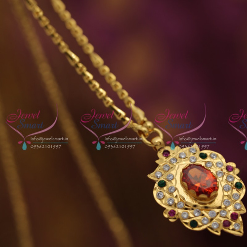 CS6364 Pendant Chain South Indian Traditional Jewellery American Diamond Gold Plated Handwork