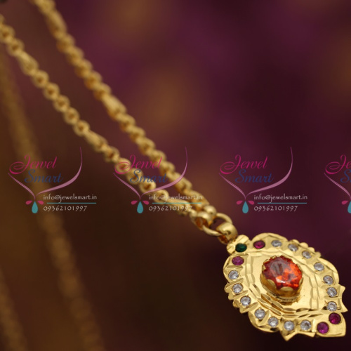 CS6365 Pendant Chain South Indian Traditional Jewellery American Diamond Gold Plated Handwork