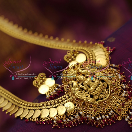 NL6435 Exclusive Indian Traditional Temple Laxmi Long Haram Jewellery Bridal Jewellery Collections