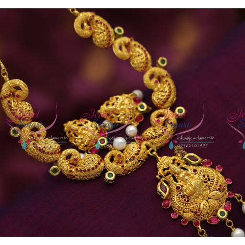 NL6455 Mango Design Necklace Temple Laxmi God Pendant Kemp Jewellery Online