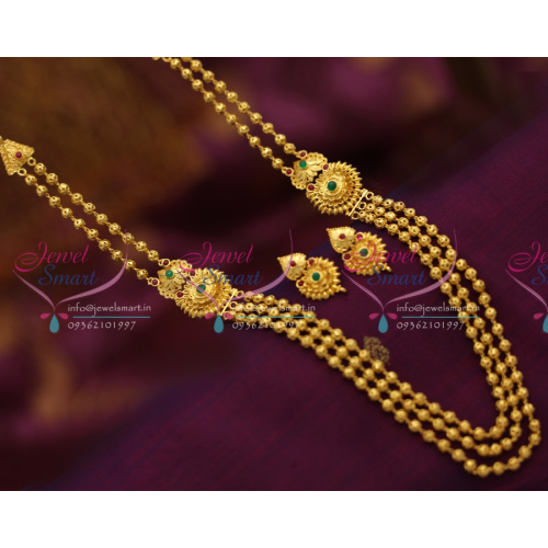 NL6473 One Gram Delicate Multi Strand Gold Design Handmade Beaded Necklace Online