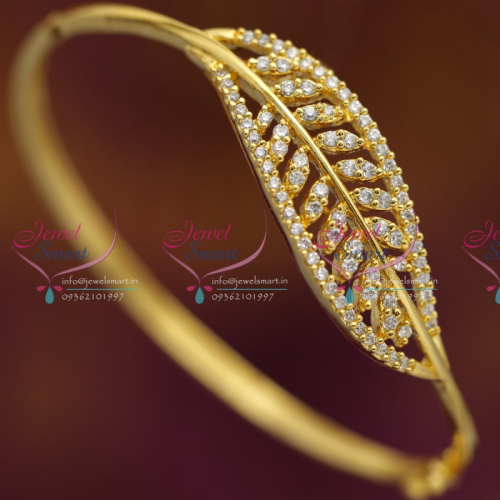 B6538 CZ Leaf Fancy Gold Design Imitation Jewellery Bracelet Kada Latest Online