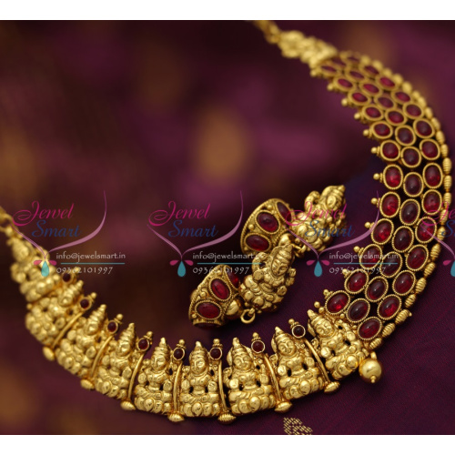 NL6608 Antique Nagas Laxmi Kemp Latest Gold Design Traditional Temple Jewellery