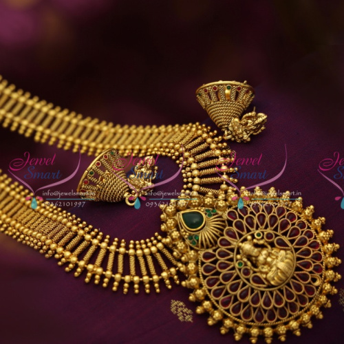 NL6744 Traditional Temple Design Long Haram Latest Gold Design Collections Online