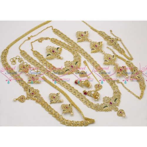 BR6823 American Diamond Grand Full Bridal Jewellery Set Buy Online Latest Desings