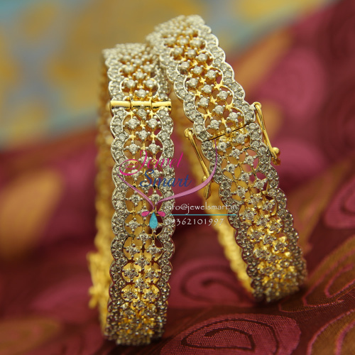 B1079S 2.4 Size AD Open Type Diamond Finish Broad Bangles Two Tone Gold Silver Plating Fashion Jewelry