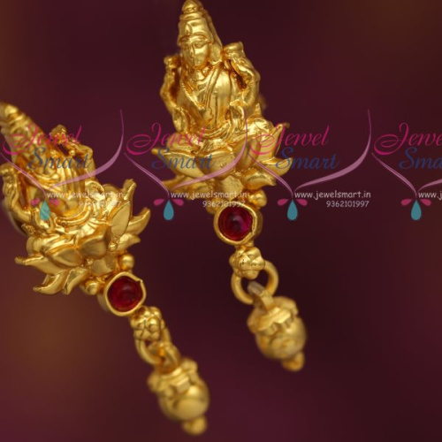 ES7185 Nagas Temple Jewelry Screwback Lakshmi God Design Earrings Online Shop