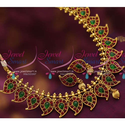 NL6923 Kerala Design Kemp  Mango Jewellery Necklace Antique Finish Online