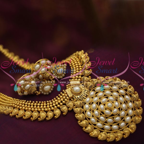 NL7000 Pearl Traditional Mango Design Haram Collections Fashion Jewellery Online