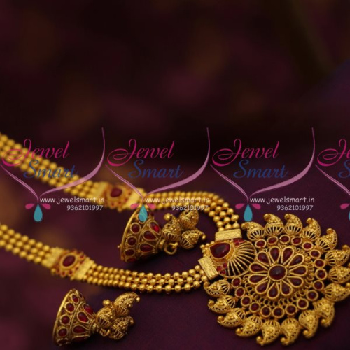 NL7003 Mango Design Kemp Pendant Beads Mala Red Chain Traditional Haram Online