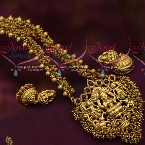 NL7234 Nagas Temple Gundla Mala Haram Long Necklace Latest Gold Finish Jewellery