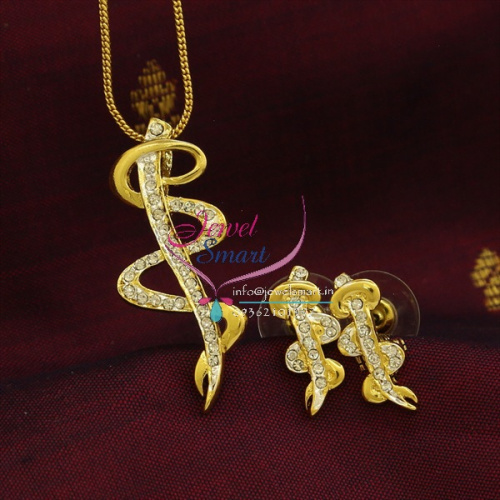 PE8336 Delicate Two Tone Gold Design Pendant Earrings Fancy Chain Set