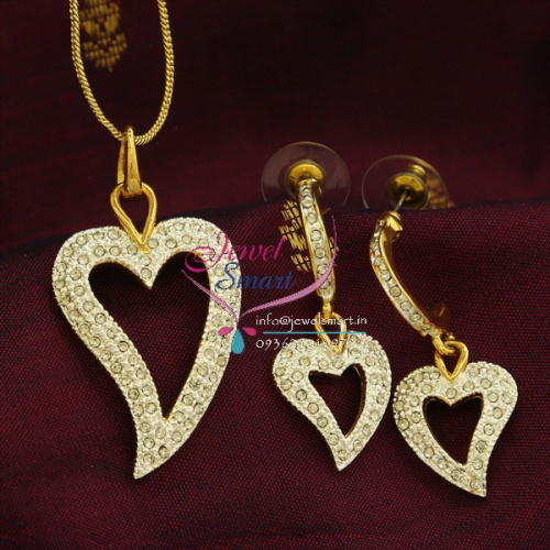 PE9999 Delicate Two Tone Gold Design Pendant Earrings Fancy Chain Set