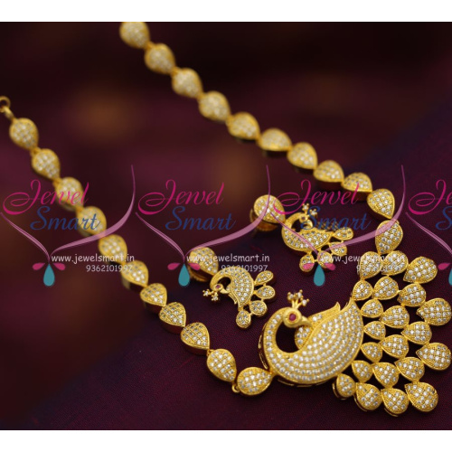 NL6940 Peacock Jewellery CZ White Latest Gold Design Collections Online Low Price