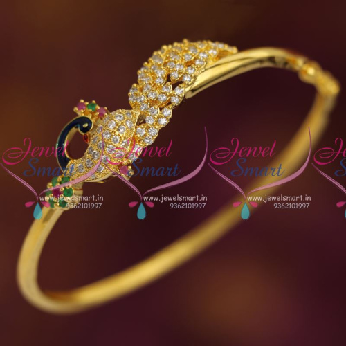 B6861 Peacock Design Exclusive CZ Ruby Emerald Kada Open Type Jewellery Buy Online