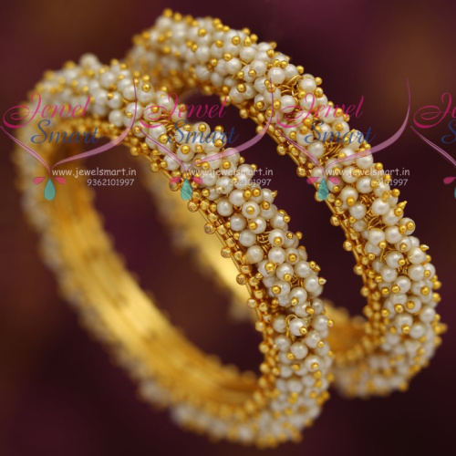 B7275 Full Pearl Danglers Hand Beaded Bangles Offer Price Fancy Jewellery Online
