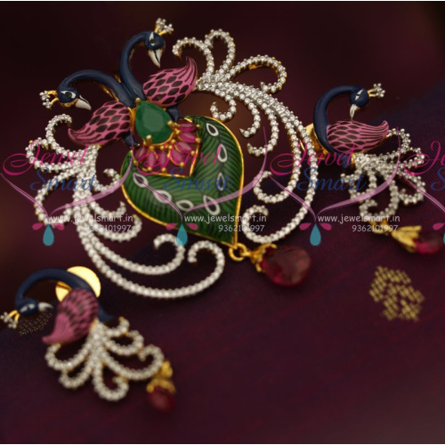 PS7262 CZ Painting Handwork Peacock Design Gold Silver Plated Pendant Set Online