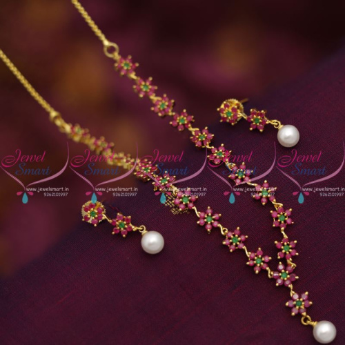NL6837 Ruby Emerald Star Gold Design Necklace Set Delicate Jewellery Online