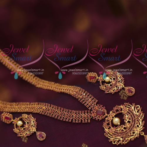 NL7268 Gold Plated Real Jewellery Finish Full Ruby Stones Haram Fancy Collections Online