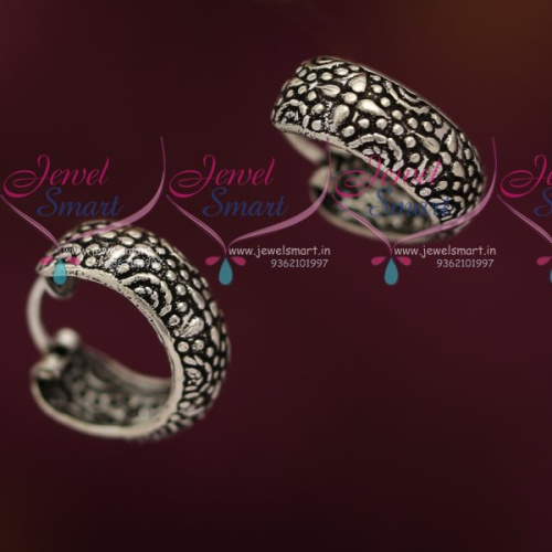 ER7337 92.5 Silver Jewellery Bali Earrings Oxidised Antique Finish Latest Trend Online