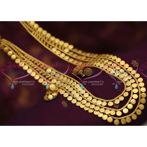 NL7119 Latest Lakshmi Coin Multi Strand Gold Design Haram Long Necklace Online
