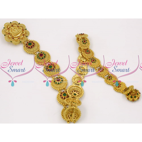 H6987 Temple God Design Hair Jada Billa Choti U Pin Bridal Traditional Jewellery