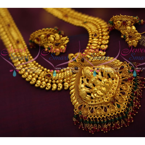 NL7168 Temple Laxmi God Design Mango Mala Long Necklace Haram Traditional Online