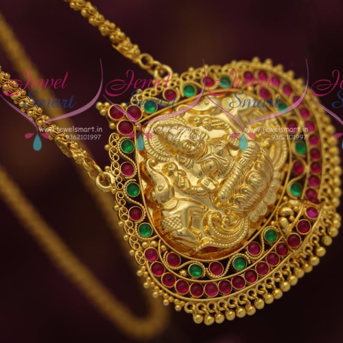 CS7287 Gold Plated Traditional South Indian Chain Pendant Kemp Temple Jewellery Online