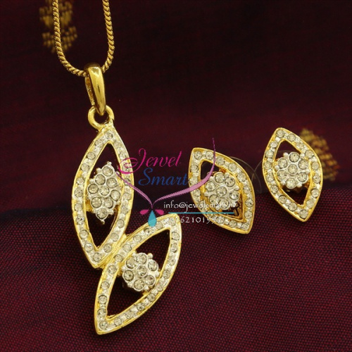 PE9491 Delicate Two Tone Gold Design Pendant Earrings Fancy Chain Set