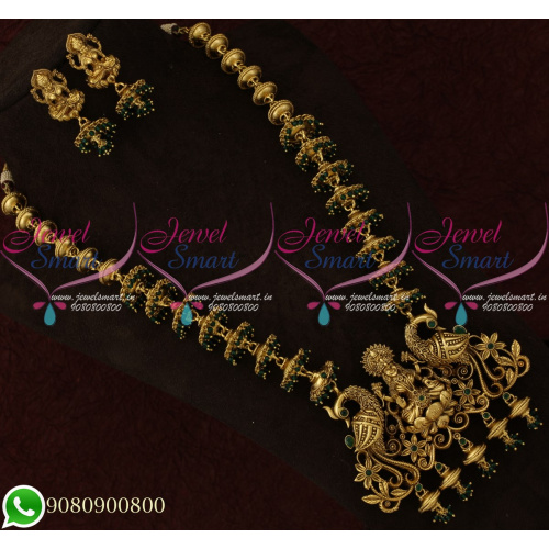 Temple Jewellery Long Necklace Crystal Beads Traditional Design