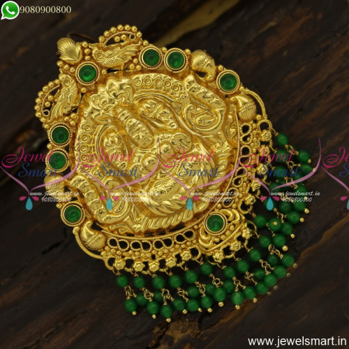 Temple Jewellery With Colour Beads Danglers Gold Pendant Design New Online P23869
