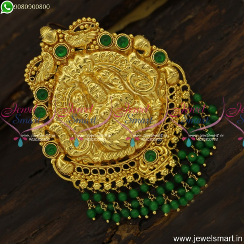 Temple Jewellery With Colour Beads Danglers Gold Pendant Design New Online P23869
