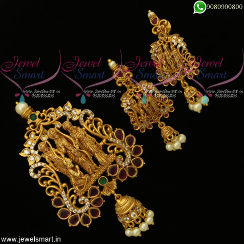 Pleasing Temple Jewellery Ram Darbar Pendant Earrings Nakshi Collections PS20089