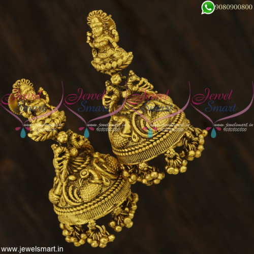 Temple Jewellery Jhumka Earrings Antique Gold Plated Pearl Drops J20760