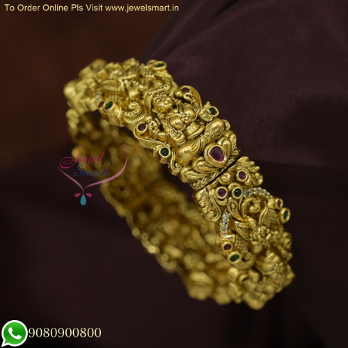Exquisite Temple Kada Bangles in Antique Gold | Traditional Jewelry - JewelsMart.in B26028