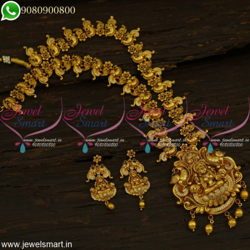 Temple Long Necklace For Wedding Sarees Antique Jewellery Collections NL21317