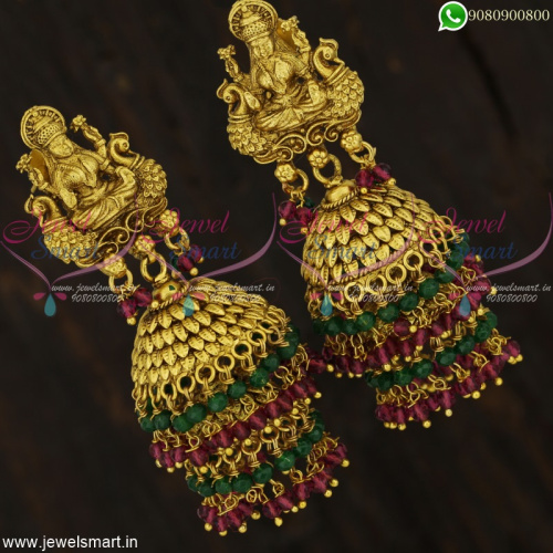 Remarkable Temple Multi Layer Crystal Jhumka Earrings Antique Jewellery Online J22582