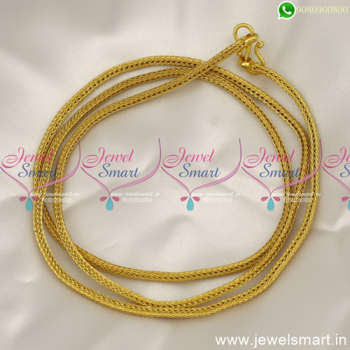 C12730 Gold Plated Design Daily Wear Chain 30 Inches Smooth Roll Thali Kodi Chain 3 MM Thickness