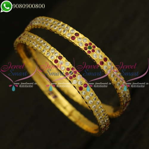 Thick Gold Plated Bangles South Indian Traditional Jewellery Designs Online B20919