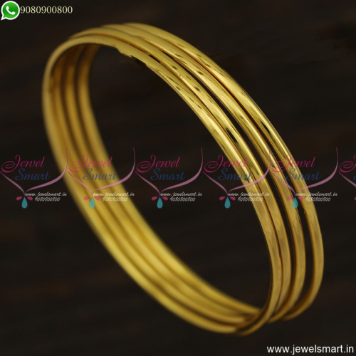 Thin Delicate 2 MM Plain Gold Covering Bangles For Daily Wear Online B23661
