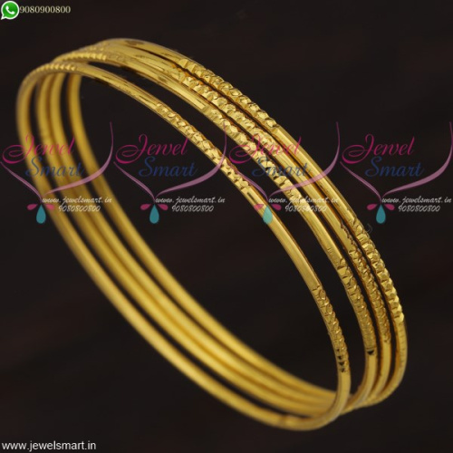 Thin Smooth Finish 4 Pieces Set Bangles Gold Plated Daily Wear Elegant Jewellery B21663