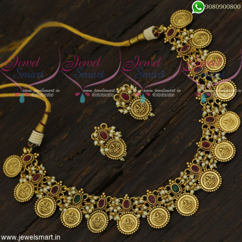 Traditional Coin Necklace Pearl Guttapusalu Temple Jewellery Collections Online NL21876