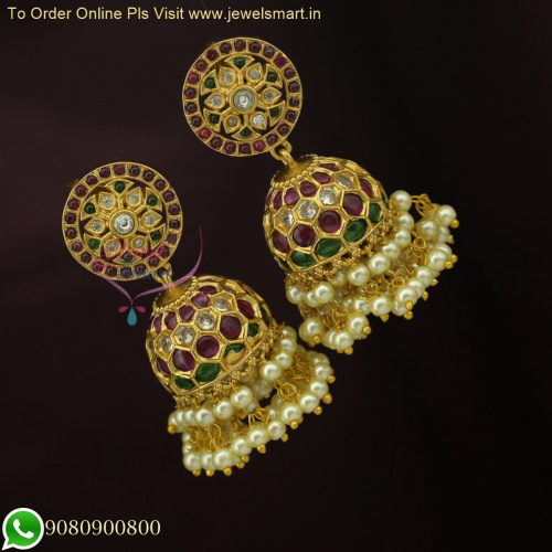 Add a Vintage Touch to Your Look Traditional Jhumka Earrings 2 Layer Pearls J26248