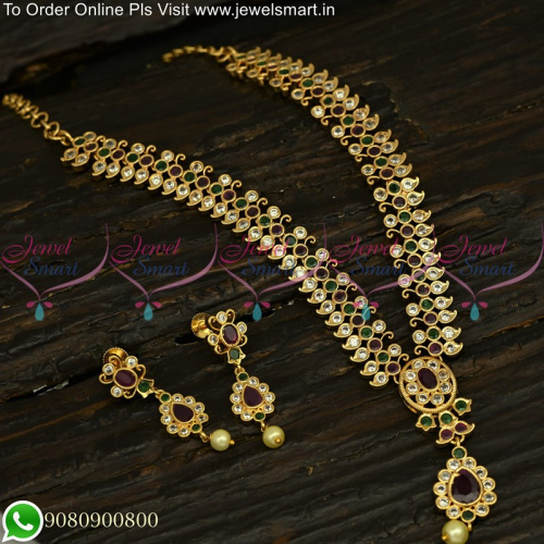Traditional Gold Plated Necklace Designs South Indian Micron Covering NL25116