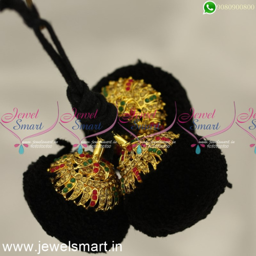 JK7416 Traditional Hair Jewellery Multi Colour Stone Fancy Fashion Kunjalam Round Online