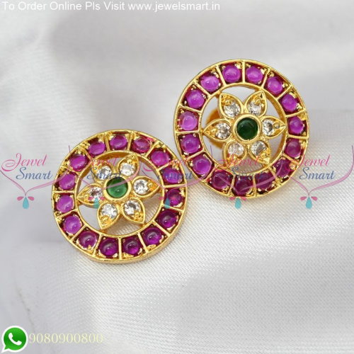 Traditional Kemp Stones Round Stud Earrings For Women Low Price ER25243