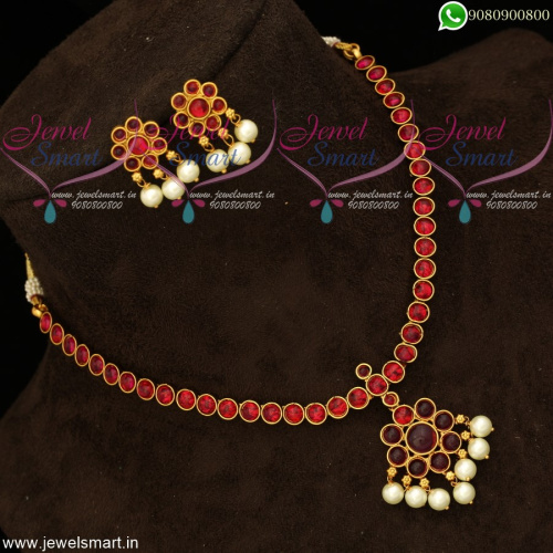 Traditional Necklace Set Single Line Stone Different Colour Options Online NL19354