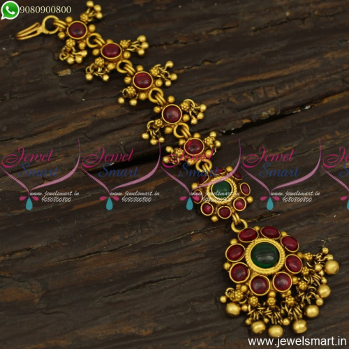 Traditional South Indian Kemp MangTika Designs Antique Bridal Jewellery T23852